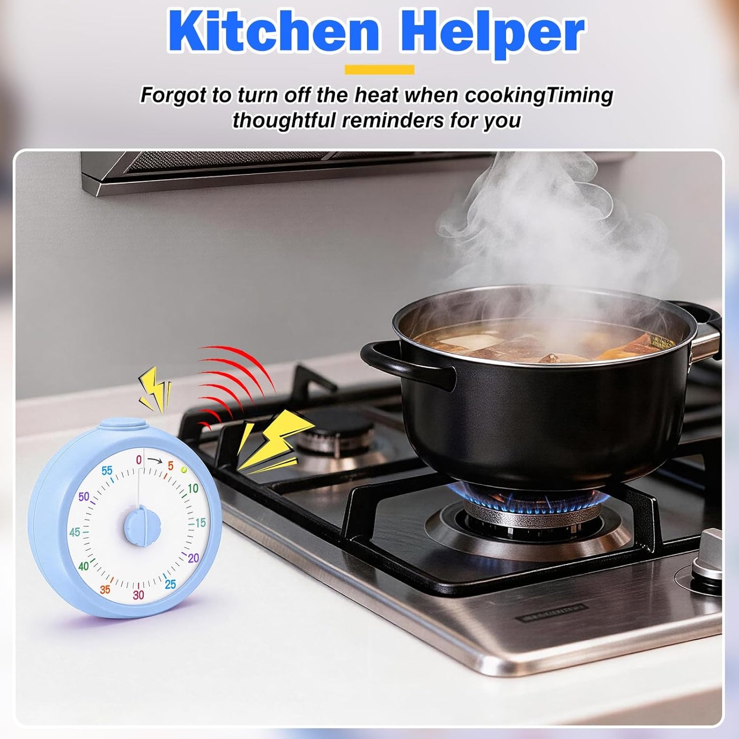Mwellewm Visual Timer for Kids, 60 Minute Time Digital Pomodoro Timer Countdown with Silent Pause Function for Classroom Kitchen Study Cooking Meetings ADHD Rainbow Pattern(Blue)