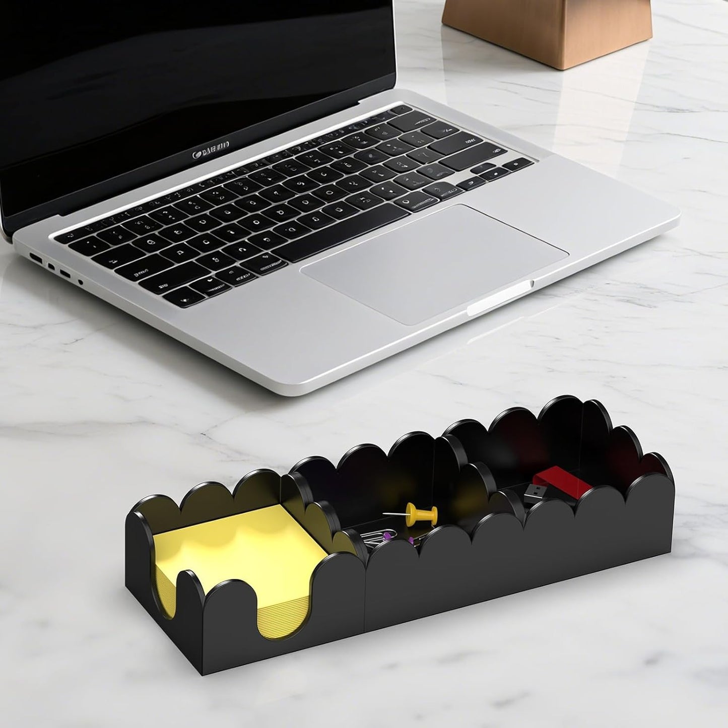 YAGELI Magnetic 3-in-1 Acrylic Sticky Note Holder Dispenser | Modern Desktop Organizer for 3x3 Post It Notes & Memo Pads with Non-Slip Base | for Productive Workspace at Office, Home or School | Clear