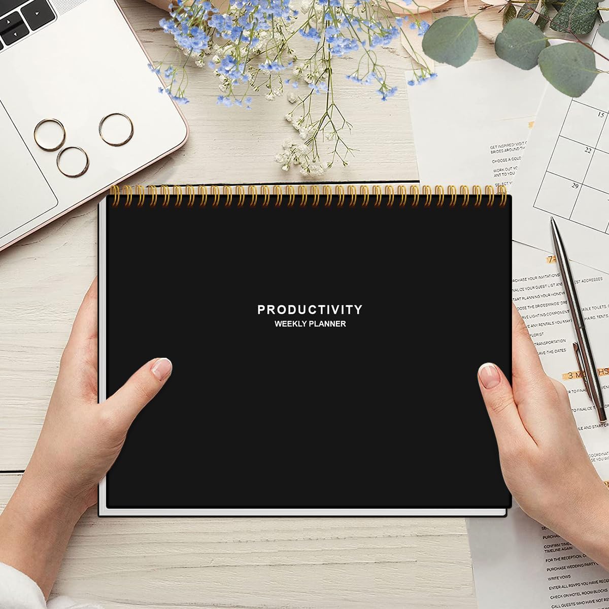 Weekly Productivity Planner - 8.5" x 11" Dashboard Desk Notepad Has 6 Focus Areas to List Tasks for Goals, Projects, Clients, Academic or Meal-Organize Your Daily Work Efficiently, 54 Weeks, Green