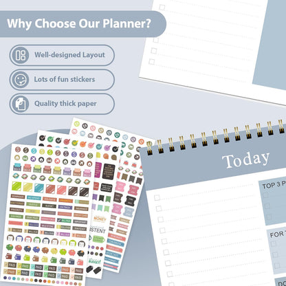 Weekly To Do List Notepad, Undated Planner with 52 Sheets (8.5''x11''), Desk Weekly Planner for Women & Man, Home School & Work