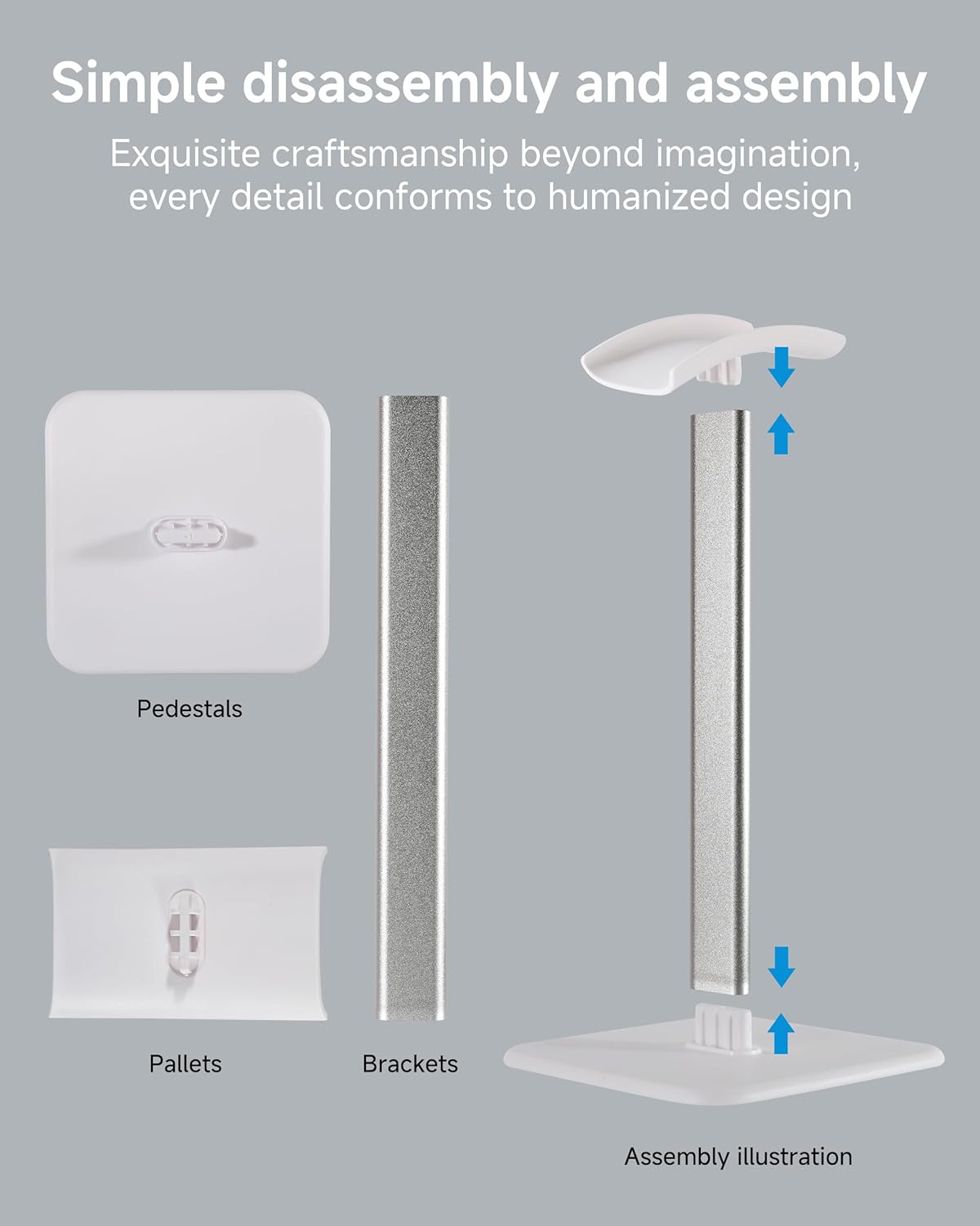Sleek Modern Headphone Stand for Desk - Easy Assembly & Disassembly - Exquisite Craftsmanship Headset Holder for All Type PC Wireless Gaming Headset (White)