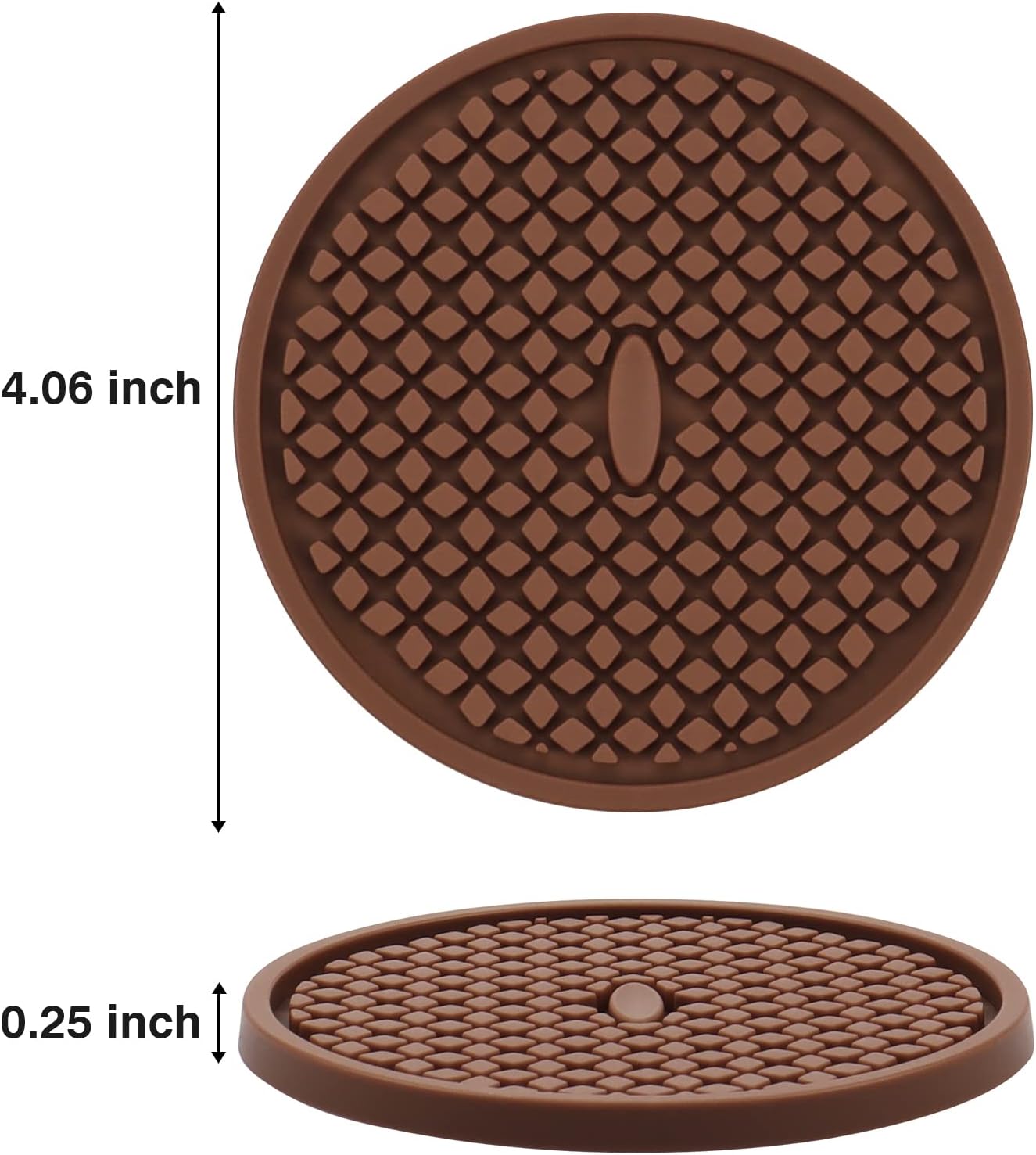 2 Pack Silicone Coasters for Drinks, Round Black Coaster with Deep Tray Grooved Design Cup Mat, Washable Heat Resistant Durable Non-Slip Coasters for Coffee Table Wooden Desk Kitchen Bar