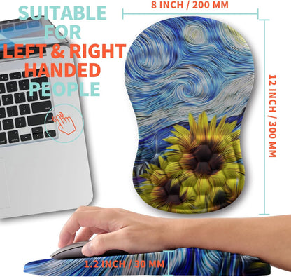 Ergonomic Mouse Pad Wrist Support with Memory Foam Massage Bulge, Carpal Tunnel Pain Relief Mousepad Wrist Rest for Mouse(12x8 inch, Silver Gray Light Purple)