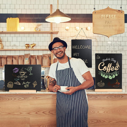 11.7x16.5 Inch Tabletop Chalkboard with Wood Base, Menu Chalkboard Stand, Message Board, Bar and Special Event Decorations, Hanging Double-Sided Chalkboards Sign for DIY Home Decoration-Walnut
