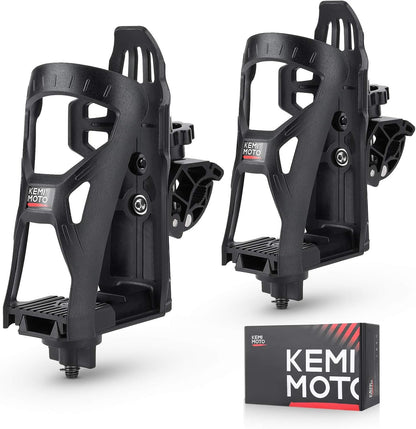 KEMIMOTO ATV Cup Holder, Upgraded Motorcycle Drink Holder Handlebar, Water Bottle Holder Mount with 0.6”-1.56” Metal Clamp for Scooter Bike Boat Stroller Wheelchair Golf Push Cart Tractor (1)
