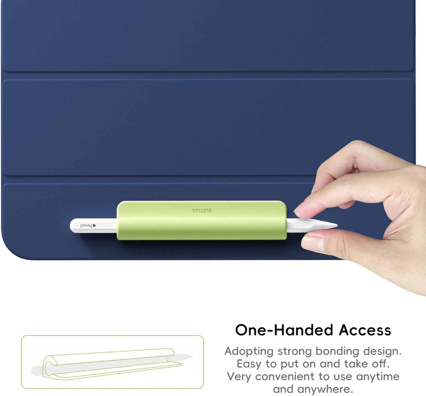 ELETIUO Silicone Pencil Holder Sleeve,Compatible with Apple Pencil (USB-C),Apple Pencil 1st/ 2nd Generation,Strong Adhesive Sticky Attached to iPad Case for Stylus Pens,Black