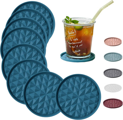 Silicone Coasters for Drinks[4 Pack]- Cup Mat for Tabletop Protection-Non-Slip, Non-Stick, Coffee Table Decor, Great Gift for Any Occasion, Black