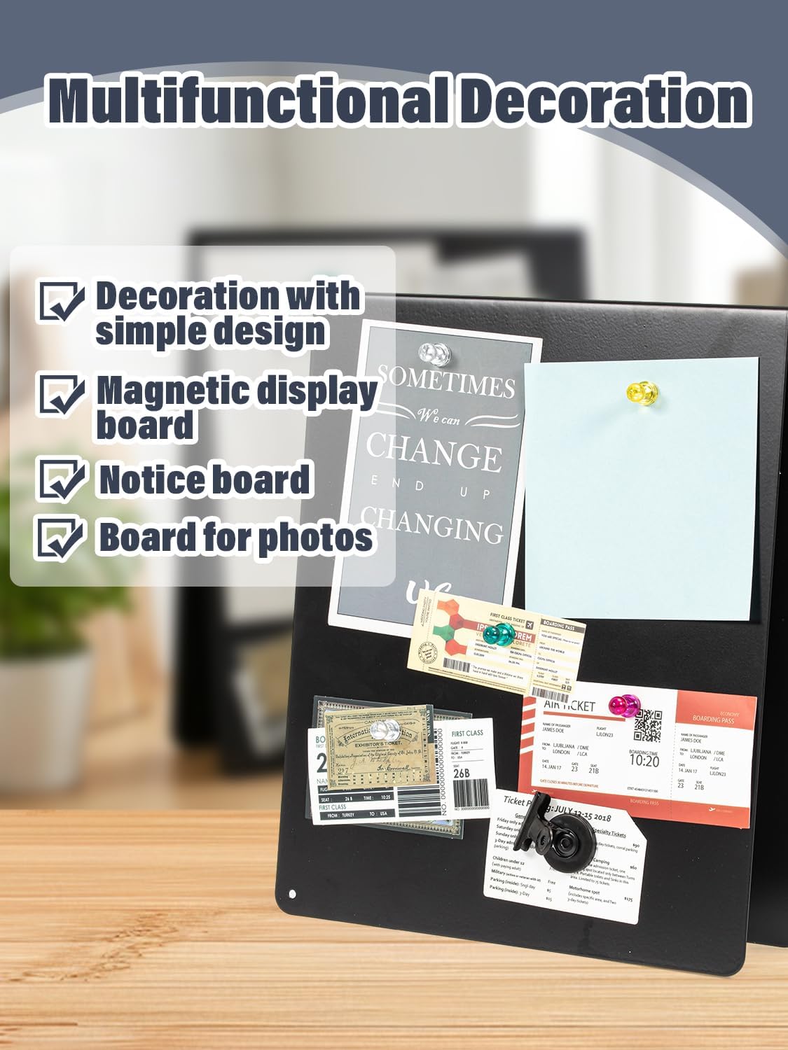 Magnetic Display Board, Metal Magnetic Board for Tabletop Desktop Home Office Decorations