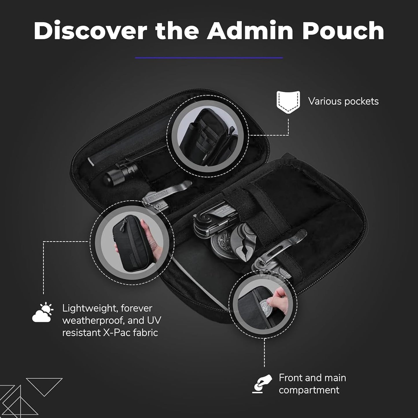 ALPAKA Admin Pouch Pro EDC Organizer - Small Tool Pouch with Smooth Zipper, Weatherproof Storage for Electronics, Cables, Travel Accessories - Black Axogrid 300D Fabric