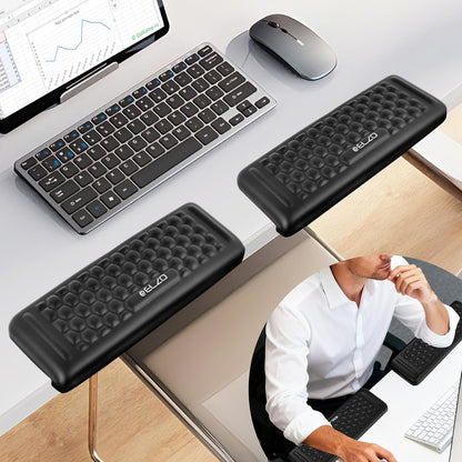 ELZO Desk Elbow Pads (2-Pack) L-Shaped Rest for Desk, Ergonomic Arm Rest Support, Memory Foam Desk Edge Cushion for Palm, Wrist & Forearm, Prevents Elbow & Wrist Strain