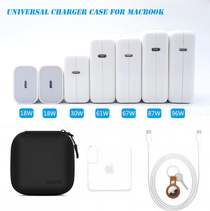 Small Travel Carrying Storage Case, 4.4"x4.4" Charger Organizer, Pouch compatible with MacBook Power Adapter, Laptop Accessories Cables, Cords, USB Drives, Earphones