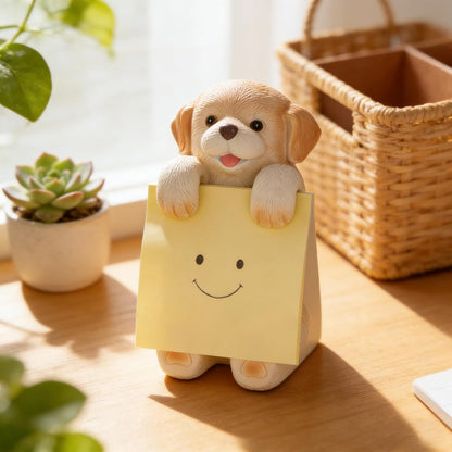 Highland Cow Pop-up Sticky Note Dispenser, Includes 1 Pad of 3x3 in Super Sticky Notes, 100 Sheets, Resin Cute Handmade Desk Holder for Office & Home-Beige