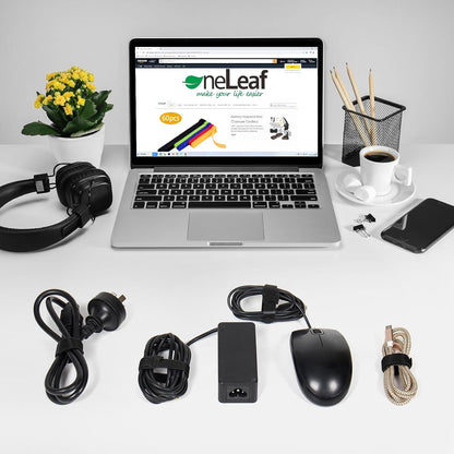 OneLeaf 80PCS Reusable Cable Ties, Black Adjustable 6-Inch Cord Organizer Ties, Multi-purpose Hook Loop Cable Management Wire Ties for Organizing Home, Office, Data Centers