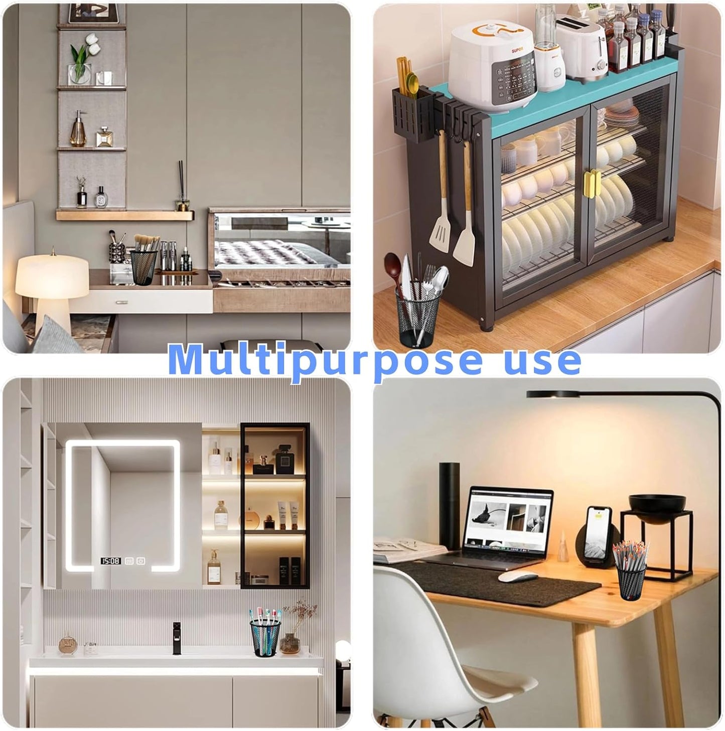 4 Packs Pen Holders, Mesh Pencil Holder Metal Pen Cup Black for Desk, Multifunctional Organizer for Office School Home Makeup Brush，Pencil Cup for Pen