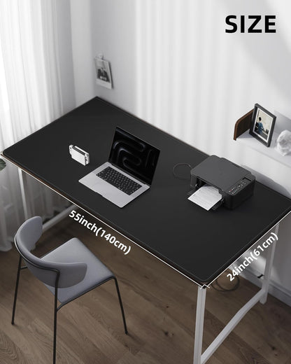 AFIING Desk Pad Protector 23.6" x 13.7" - Non-Slip Waterproof PU Leather Desk Mat for Mouse, Keyboard, Laptop, Office and Home Workspace (Beige)