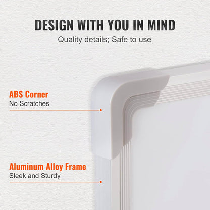 VEVOR Magnetic Glass Whiteboard, Dry Erase Board 36"x24", Wall-Mounted Large White Glassboard Frameless, with Marker Tray, an Eraser and 2 Markers, Black