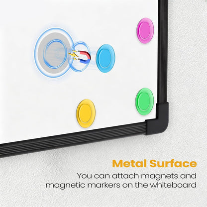 Small Dry Erase Board for Wall, 16" x 12" Double-Sided Hanging Whiteboard, Magnetic White Board with 4 Markers, 4 Magnets and 3 Mini Sticky Notes, Portable Whiteboard for Kids, School, Home, Office