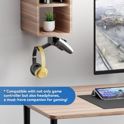 Controller Holder,Headphone Stand Headset and Controller Stand Under Desk Controller Holder with Strong Double Sided Tape Universal Design for Xbox ONE, PS5, PS4, PC