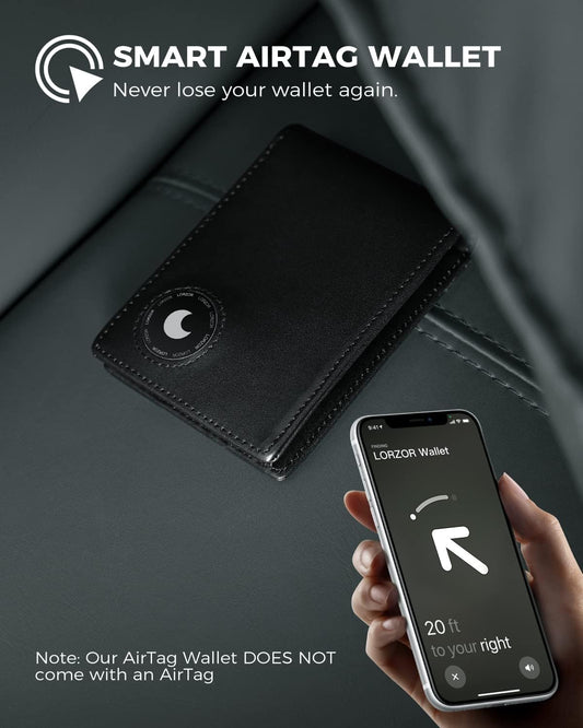 LORZOR AirTag Wallet- Bifold Full Grain Leather AirTag Wallet for Men, Minimalist Front Pocket Wallet with Airtag Holder, RFID Blocking, 12 Card Capacity Gift for Men(Vintage Brown)