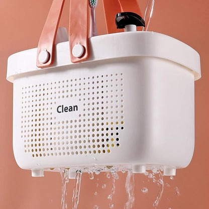 JiatuA Plastic Storage Basket with Handle Portable Shower Caddy Tote Organizer Basket Bin for Bathroom Kitchen Dorm Room Bedroom, Green
