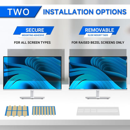 [2-Pack] Privacy Screen For Computer Monitor, 27-Inch 16:9 Aspect Ratio; Anti Spy/Bule Light/Glare And Eye Protection, 2 Install Ways Removable For Office, Airport, Cafe And Other Public Area; Diagonal 27 Inches, Width 23.53 Inches, Height 13.24 Inches
