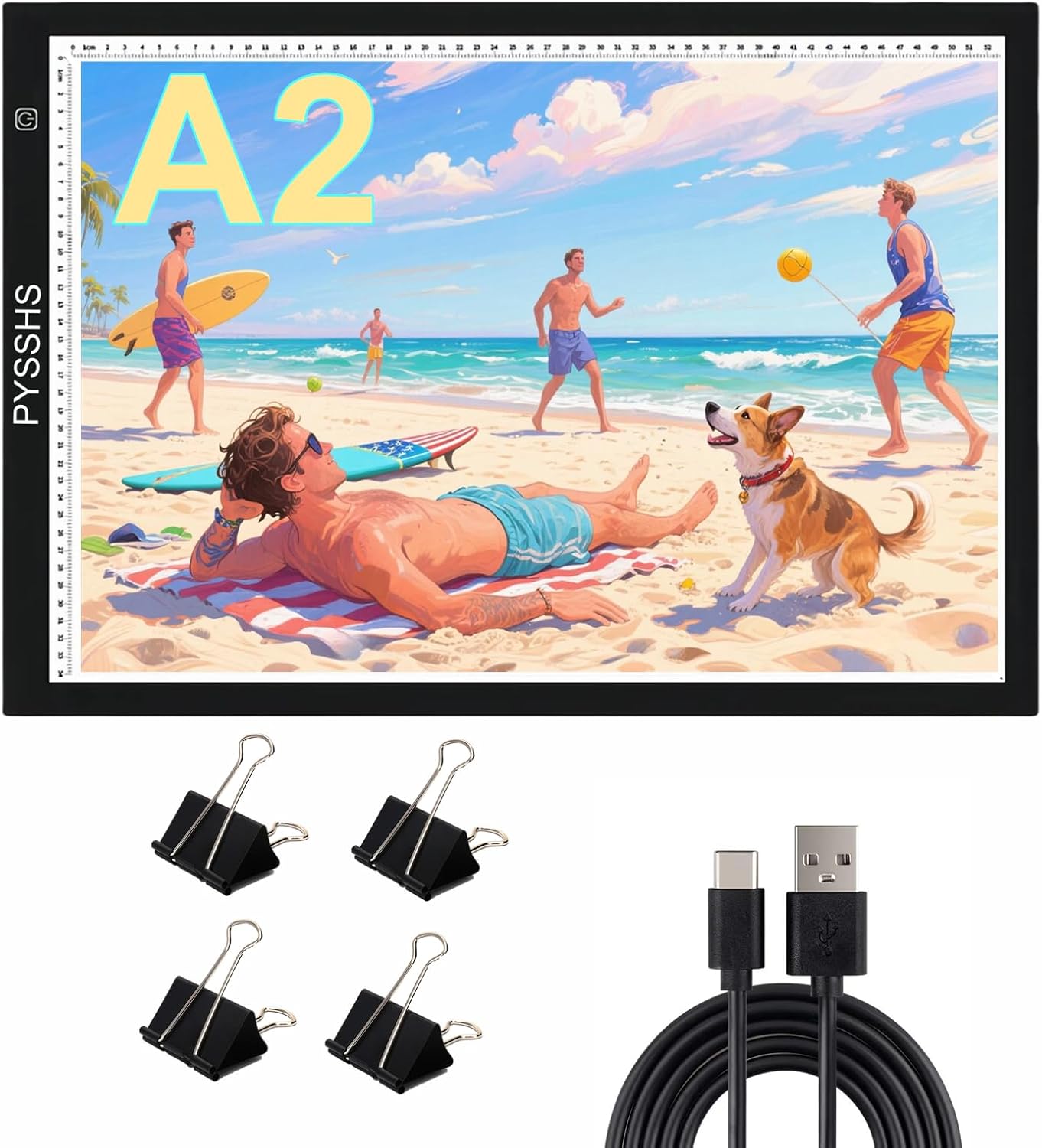 Large A2 LED Light Pad for Diamond Art Painting & Tracing, USB-Powered Light Board with 3 Brightness Levels - Includes Clips & Painting DIY Tools Kit