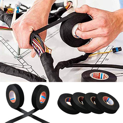 HSTECH 2 Rolls Wire Loom Harness Tape, Speaker Wiring Harness Cloth Tape, Black Adhesive Fabric Tape, for Automobile Electrical Wire harnessing Noise Dampening Heat Proof （15mm X 15m）