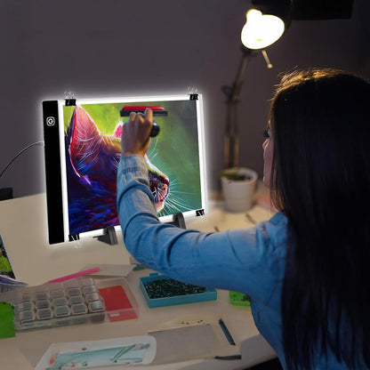Funshot A3 Led Light Pad Tracing Light Box with USB Power Cable and 4 Fasten Clips,3 Levels of Brightness,Diamond Art Light Board,Sketching,Painting, Sketching,Tracing