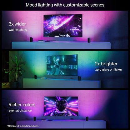 Philips Hue Smart Play Light Bar Base Kit, Black, 2 Pack, White & Color Ambiance LED Color-Changing Light Requires Bridge, Control with App, Works with Alexa, Google Assistant and Apple HomeKit