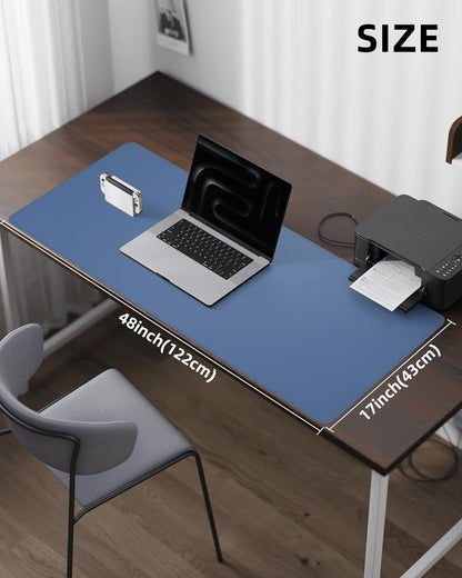 AFIING Desk Pad Protector 23.6" x 13.7" - Non-Slip Waterproof PU Leather Desk Mat for Mouse, Keyboard, Laptop, Office and Home Workspace (Beige)
