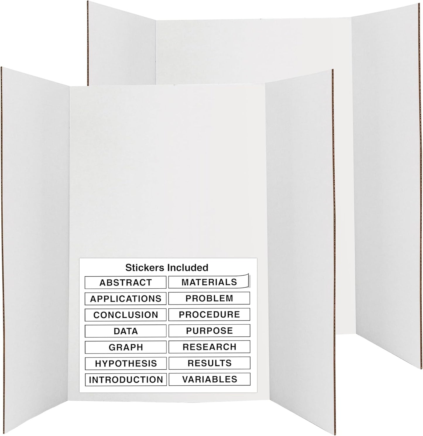Trifold Poster Board 36" x 48" White Presentation Board - Self-Adhesive Science Subtitles Included - Science Fair Display Boards, for School, Fun Projects and Business Presentations - by Emraw