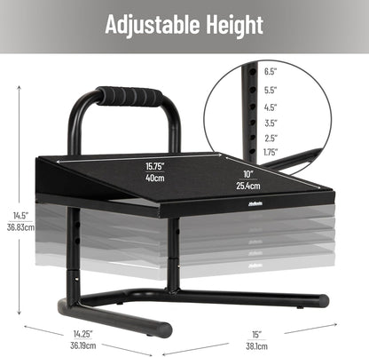 Mind Reader Foot Rest, Under Desk at Work, Ergonomic, Height Adjustable, Office, Plastic, Black