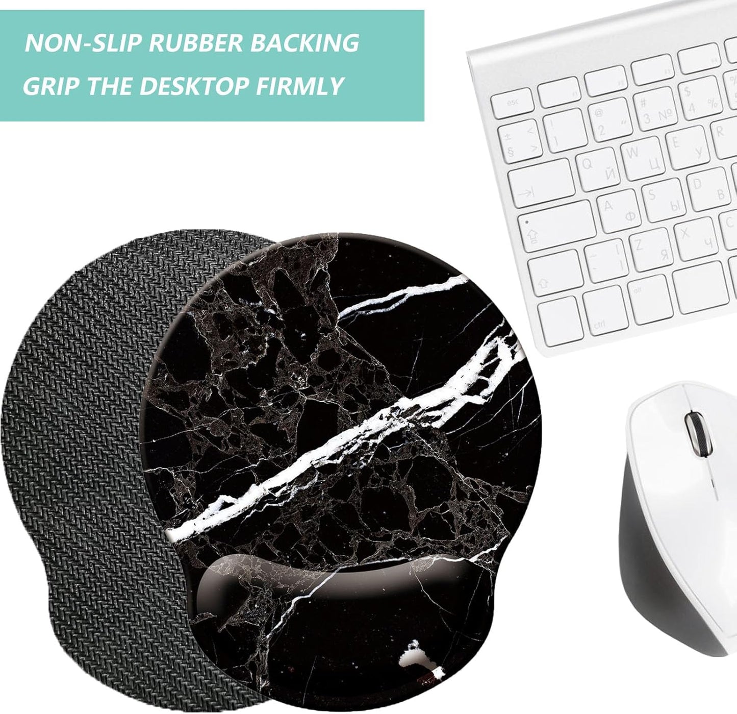 Mouse Pad with Wrist Support, Ergonomic Mouse Pad with Memory Foam Wrist Rest Cushion, Non-Slip Rubber Base Gaming Mice Pad for Home Office Computer Laptop, Flowers Grass