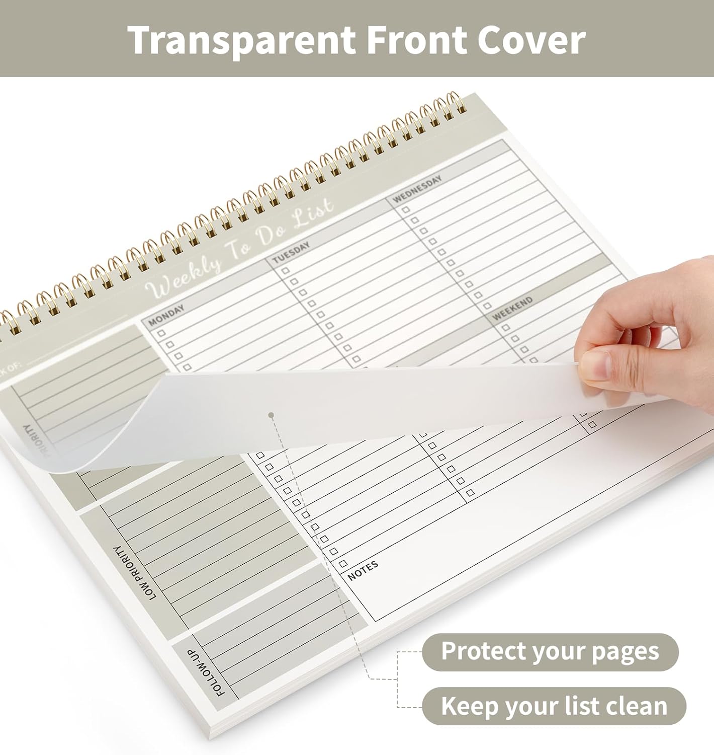104 Pgs Weekly To Do List Notepad, 52 Duplex-Printed Undated Sheets 100 GSM（8.5"×11") Weekly Desk Planner For Work Home School Office Desk Accessories Supplies & Goal Setting Tasks - Green