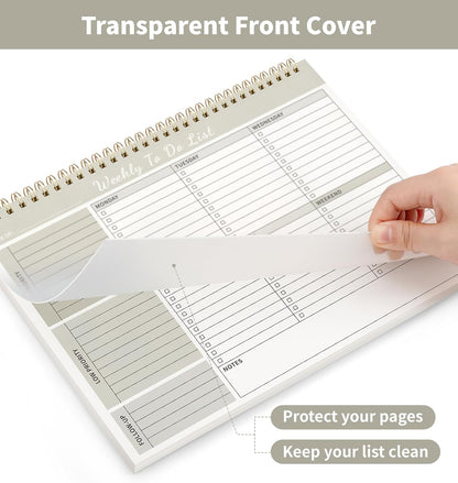 104 Pgs Weekly To Do List Notepad, 52 Duplex-Printed Undated Sheets 100 GSM（8.5"×11") Weekly Desk Planner For Work Home School Office Desk Accessories Supplies & Goal Setting Tasks - Green