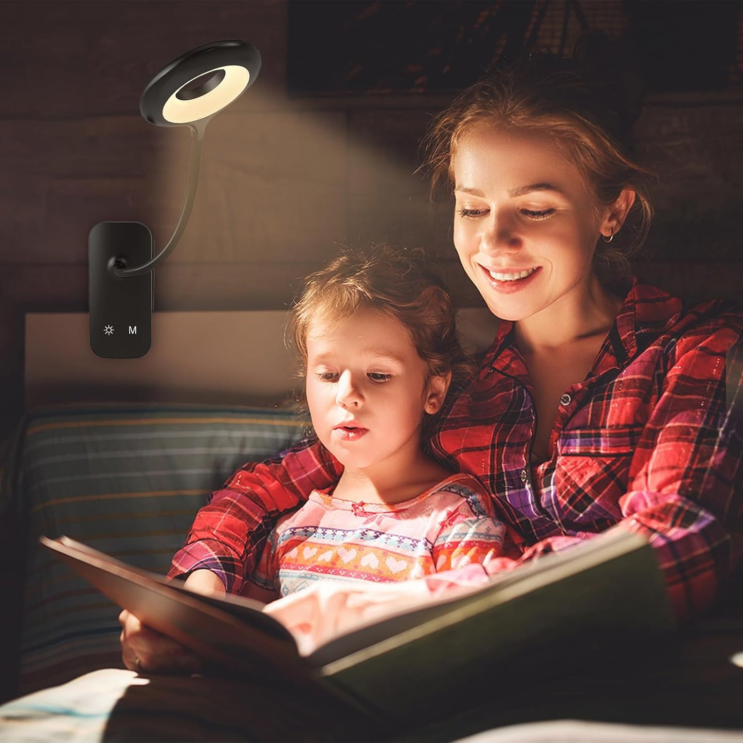 CUHIOY Rechargeable Clip on Reading Light for Bed, Battery Desk Lamp, 5 Color 5 Brightness & Touch Control Headboard Lamp, Large Clamp Lamp with Flexible Neck, Eye Protect LED Bedside Light, Pink