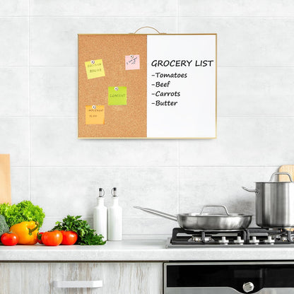 TSJ OFFICE Small Whiteboard Cork-Board - 16" X 12" Portable Aluminum Black Framed Magnetic Dry Erase Board, Small Bulletin Cork Board with Holder for Office, Home and School