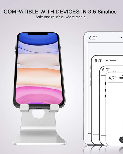 CreaDream Adjustable Cell Phone Stand, Phone Stand, Cradle, Dock, Holder, Aluminum Desktop Stand Compatible with Phone 16 15 14 13 12 11 Pro Max Plus SE, Accessories Desk, All Mobile Phones-Rose Gold