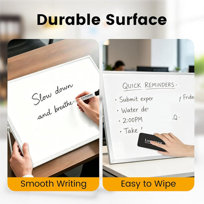 Desktop Whiteboard with Stand, 16" x 12" Double-Sided Dry Erase Board with Stand, Portable Stand White Board for Office, Home, School