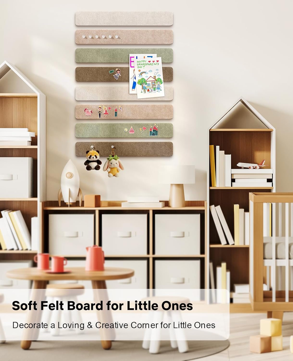 Small Cork Bulletin Board Tiles, Felt Wall Decor and Office Desk Accessories for Vision, Message Center, Picture and Prayer Board, Dorm, Room, Home Office Essentials and Organization(Linen Dusk)