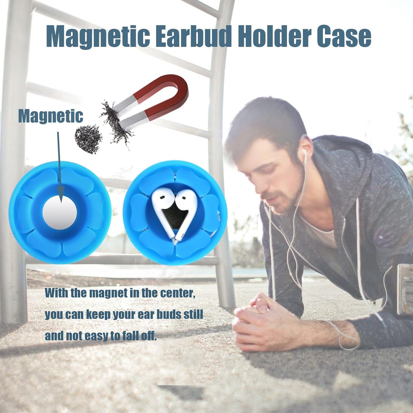 MAIRUI Wired Earbud Case Earphone Headphone Cord Organizer Earbuds Wrap Soft Silicone Magnetic Holder Storage Tangle Free Cable Winder(Red)
