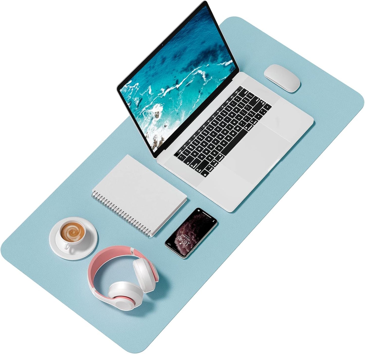 Hsurbtra Desk Pad, 23.6" x 13.8" PU Leather Desk Mat, M Extended Mouse Pad, Waterproof Desktop Blotter Protector, Non-Slip Ultra Thin Small Laptop Keyboard Writing Mat for Office Home, Pink