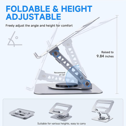 Leeboom Laptop Stand for Desk, Ergonomic Adjustable Aluminum Foldable Portable Computer Stand, Lecterns & Podiums, Fits 10-15.6" MacBook Air Pro HP Lenovo Dell Laptops & Tablets(Silver)