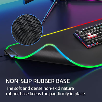 KTRIO Large Gaming Mouse Pad Desk Mat, Superior Micro-Weave Cloth for Precise Mouse Control, Non-Slip Rubber Base, Stitched Edges, Water-Resistant, for Gamer, Office & Home, 31.5" x 11.8" inches