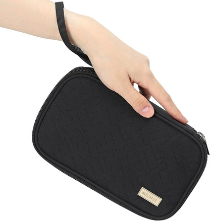 NISHEL Travel Cord Organizer Case, Double Layers Tech Electronic Bag, Essentials for Charger, Cable, Phone, Flash drive, Medium, Pink