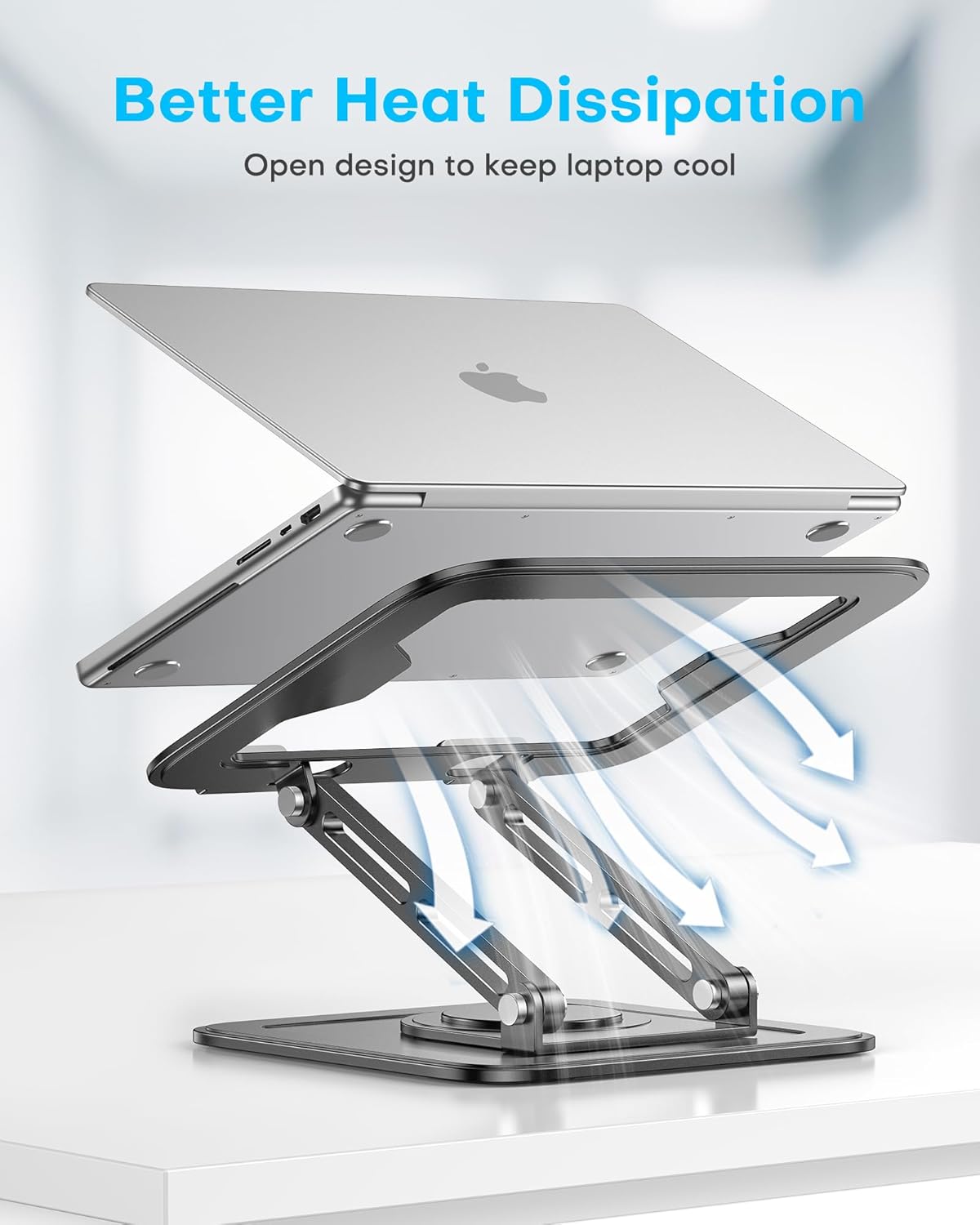 LOXP Adjustable Laptop Stand, Computer Stand with 360 Rotating Base, Ergonomic Laptop Riser Mount for Desk Foldable Protable Computer Desk Fits with MacBook Pro Air (10-16") - Pink