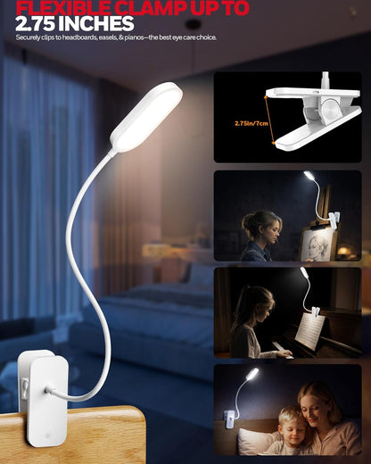 Honeywell Clip On Desk Lamp, Rechargeable Reading Light with Touch Control, Stepless Dimming, Portable Lamp for Desk, Bedside, Study