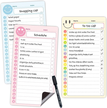 JPRO Magnetic Weekly Calendar and to Do List for Fridge - 8.5" x 6.5" Weekly Meal Planner for Refrigerator and Dry Erase Daily to-Do List -6 Markers Included!