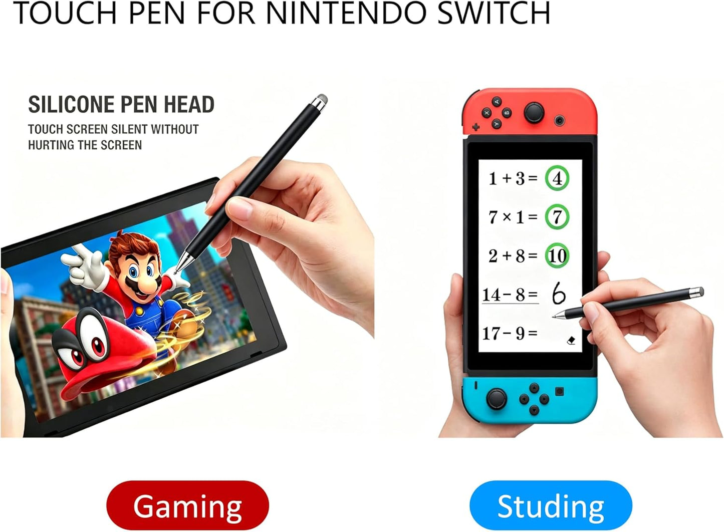 2Pcs Stylus and Mount for Skylight Calendars 15/27 Inch/Nintendo Switch 2/Switch Lite, 2in1 Dual Tip Pen for Skylight Calendar Accessories Magnetic Suction Pen Cap (2*Stylus+Holder White)
