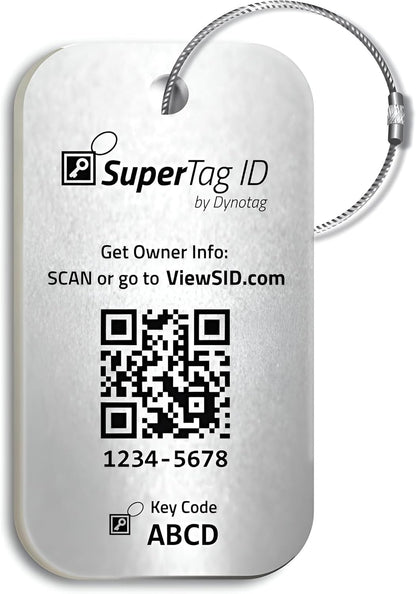 Dynotag® Sentry Series Solid Metal Web Enabled Smart Luggage Tag ID + Steel Loop, Anodized Aluminum with DynoIQ™ & Lifetime Recovery Service (Sapphire Blue)